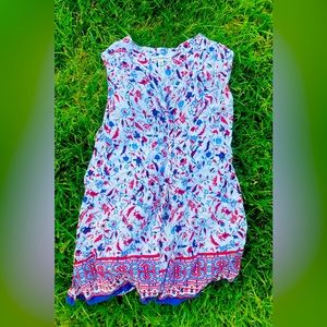 Artisanny you red white and blue buttoned tank top